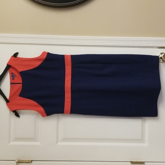Atwell tangerine and navy dress.  Size large. - Picture 1 of 7